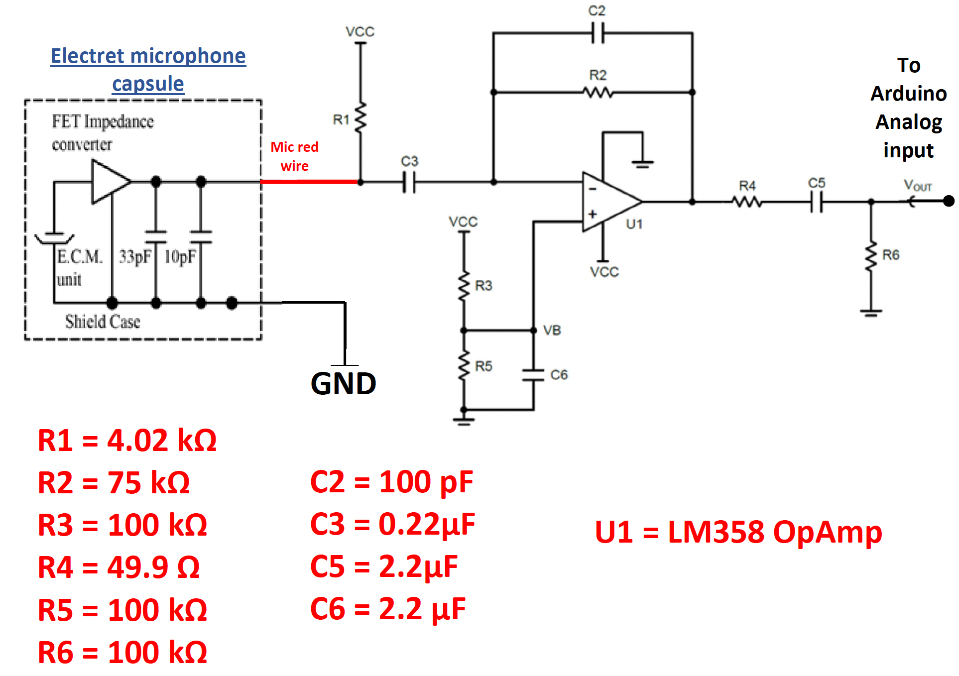 amplified microphone circuit diagram
